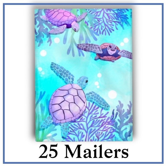 ( Quantity 25 10x13 ) Turtles Ocean Coral Poly Mailers Bag Shipping Envelope - Picture 2 of 3
